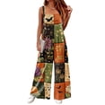 thumbnail image 2 of IYYVV Halloween Overalls Women Summer Funny Pumpkins Ghost Printed Loose Wide Leg Jumpsuits with Pockets Orange 2XL, 2 of 6