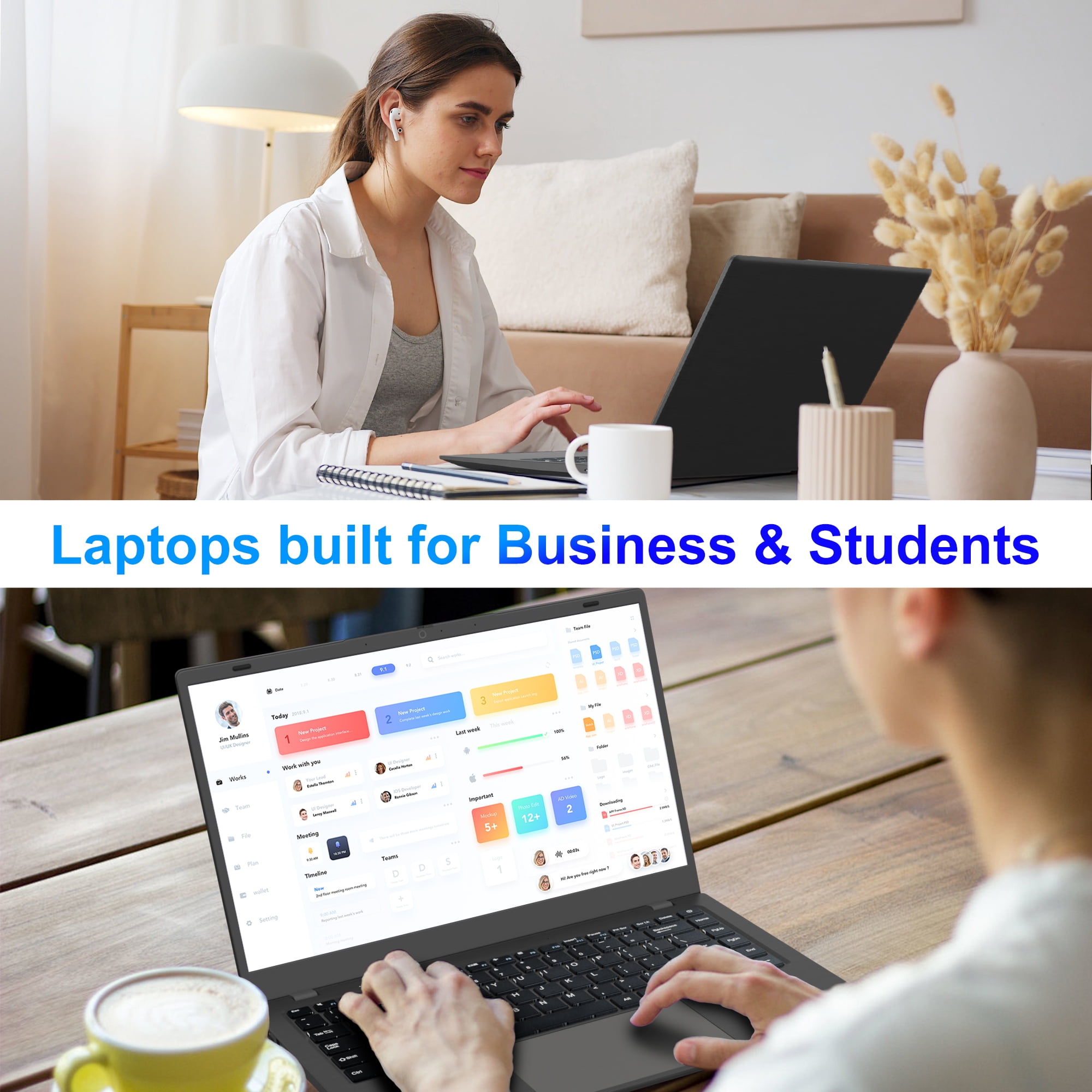 SANPTENT 14" Laptop Dual-Core Intel Celeron, 8GB RAM, 256GB SSD, Wi-Fi Webcam HDMI Windows 11 Computer