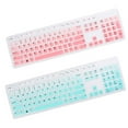 thumbnail image 3 of HERFIER 2PCS Dustproof Keyboard Skin Silicone Keyboard Protector Waterproof Keyboard Protective Cover Compatible for Dell KB216P/KB216T/WK636 (Gradient Pink Gradient Mint) 17.29x5.11x0.12in, 3 of 9