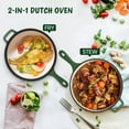 thumbnail image 4 of Hawsaiy Enameled Cast Iron Skillets, 2-in-1 Cast Iron Dutch Oven Pot with Lid Set, 3QT Dutch Oven + 1.5QT Skillet for Frying, Baking, Stewing, Grilling,Green, 4 of 11
