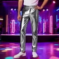 thumbnail image 2 of KKBOTIVE Mens Metallic Disco Pants, Carnival Party Dance Rave Pants, Fashion Straight Leg Trousers 70s/80s Festive Pant, Grey Size: XXL, 2 of 5