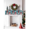 thumbnail image 5 of Teal Christmas Gnomes Mantel Scarf Fireplace Decorations for Living Room, Xmas Snowflake Gifts Fireplace Mantel Scarf Cover Runner for Halloween/Thanksgiving/Christmas Decor 90"x17", 5 of 6