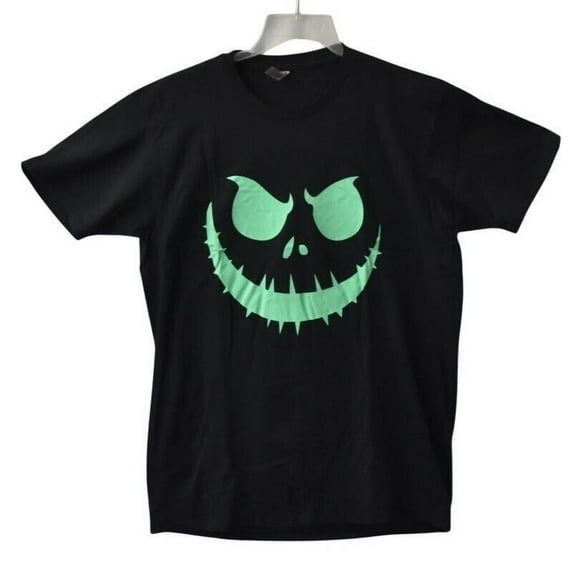 Neon Green Dark Spooky Face T Shirt Large Black Halloween Size: XXL