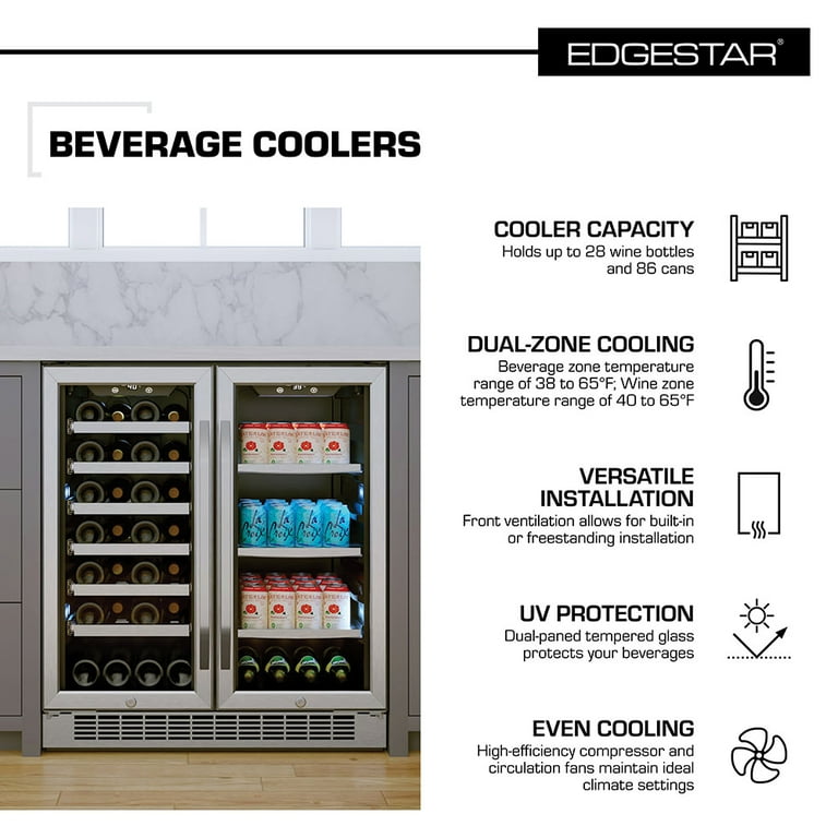 SHARP Ｄ.combo DV-NC750 EdgeStar 30 in. 28-Bottle Wine and 86 Can Beverage Cooler