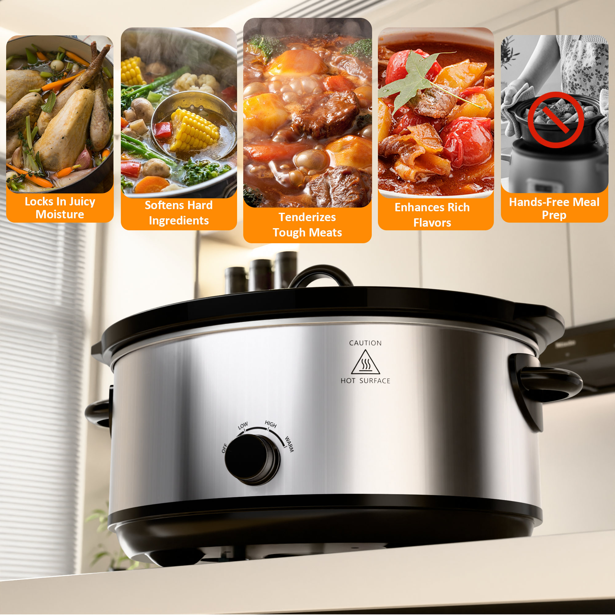 WHALLSE 7-Quart Slow Cooker with Removable Nonstick Crock photo 4