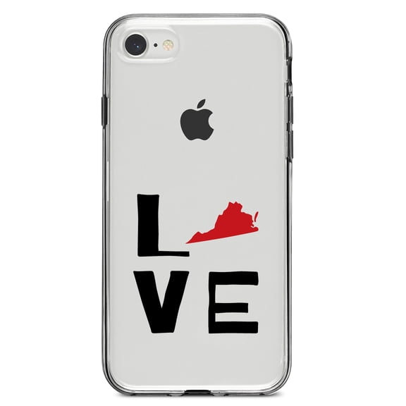 DistinctInk Clear Shockproof Hybrid Case for iPhone 7 8 SE (2020 Model) 4.7" Screen TPU Bumper Acrylic Back Tempered Glass Screen Protector - Virginia - Love Black & Red