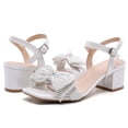 thumbnail image 5 of DADAWEN Women's Chunky Block Heel Open Toe Sandals with Bow Trim White 10US, 5 of 5