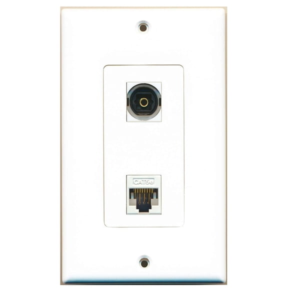Ultra Spec Cables 1 Port Toslink Digital Audio Cat5e Ethernet Wall Plate DecorZ