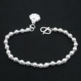 thumbnail image 2 of HOOUN Pure 999 Fine Silver Chain 5mm Glossy Beads Link Fu Lock Bracelet 6-7g/7.4inch, 2 of 5
