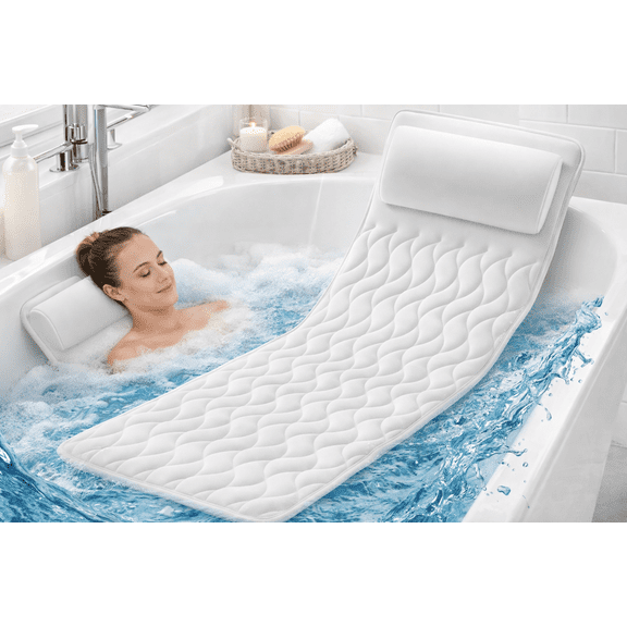Full Body Bath Pillow with 21 Non-Slip Suction Cups, Quick-Dry 5D Mesh, Machine Washable by Dependable Industries