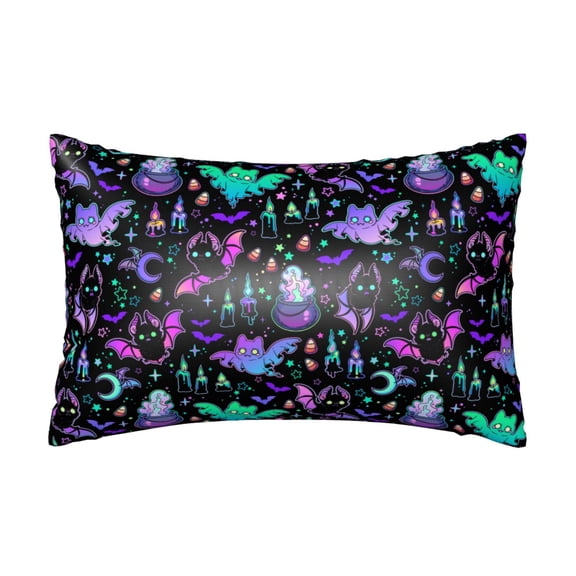 Silk Pillow Case for Hair And Skin Queen - cartoon bat halloween Cooling Sleep Throw Pillow Covers Standard Size 20x30in, comfort Satin Pillowcase with Zipper for Women Men