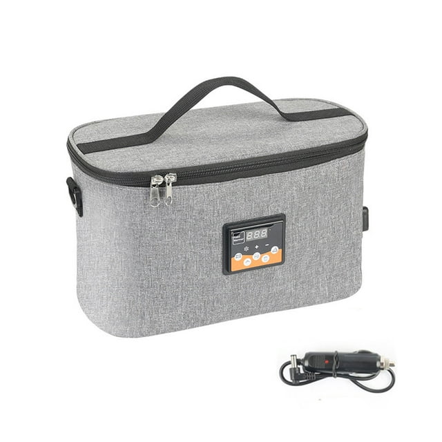 yingyy Car Warmer Bag Food Warmer Electric Lunch Box With Handle Portable Food Warmer 12v For Lunch Travel 30w Heating Bag Grey