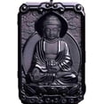 thumbnail image 4 of Black Obsidian Buddha Jade Pendant, Zodiac Bodhisattva Talisman,Healing Crystal Stone Amulet (Certificate), 4 of 7