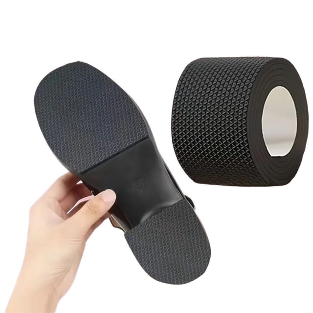 Pegatinas antideslizantes para suelas de zapatos 1m x 10cm – Almohadillas antideslizantes EVA cortables, agarre Quiet Step para invierno, protectores negros duraderos para la suela de interiores de