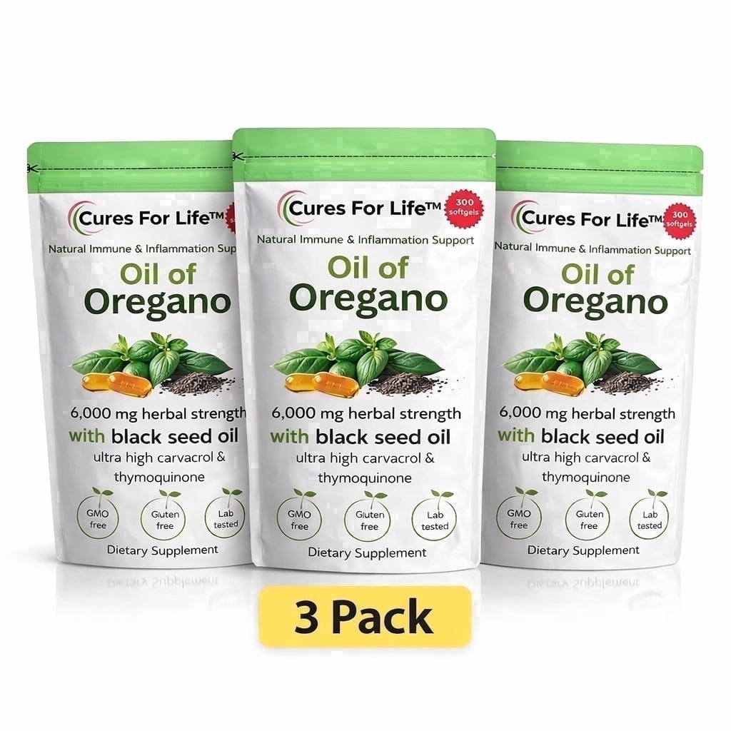 Oil of Oregano Softgels 300 Softgels (Pack of 3)  6000mg High Potency with 165mg Carvacrol & 200mg Black Seed Oil – 2-in-1 Immune Support & Digestive Health – 900 Softgels