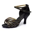 thumbnail image 1 of Zapatos de baile latino con tacón de seda satinada., 1 of 3