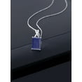 thumbnail image 3 of Gem Stone King 10K White Gold Blue Lapis Pendant Necklace for Women (6.00 Cttw, Gemstone Birthstone, Emerald Cut Cut 14x10MM, with 18 inch Chain), 3 of 5