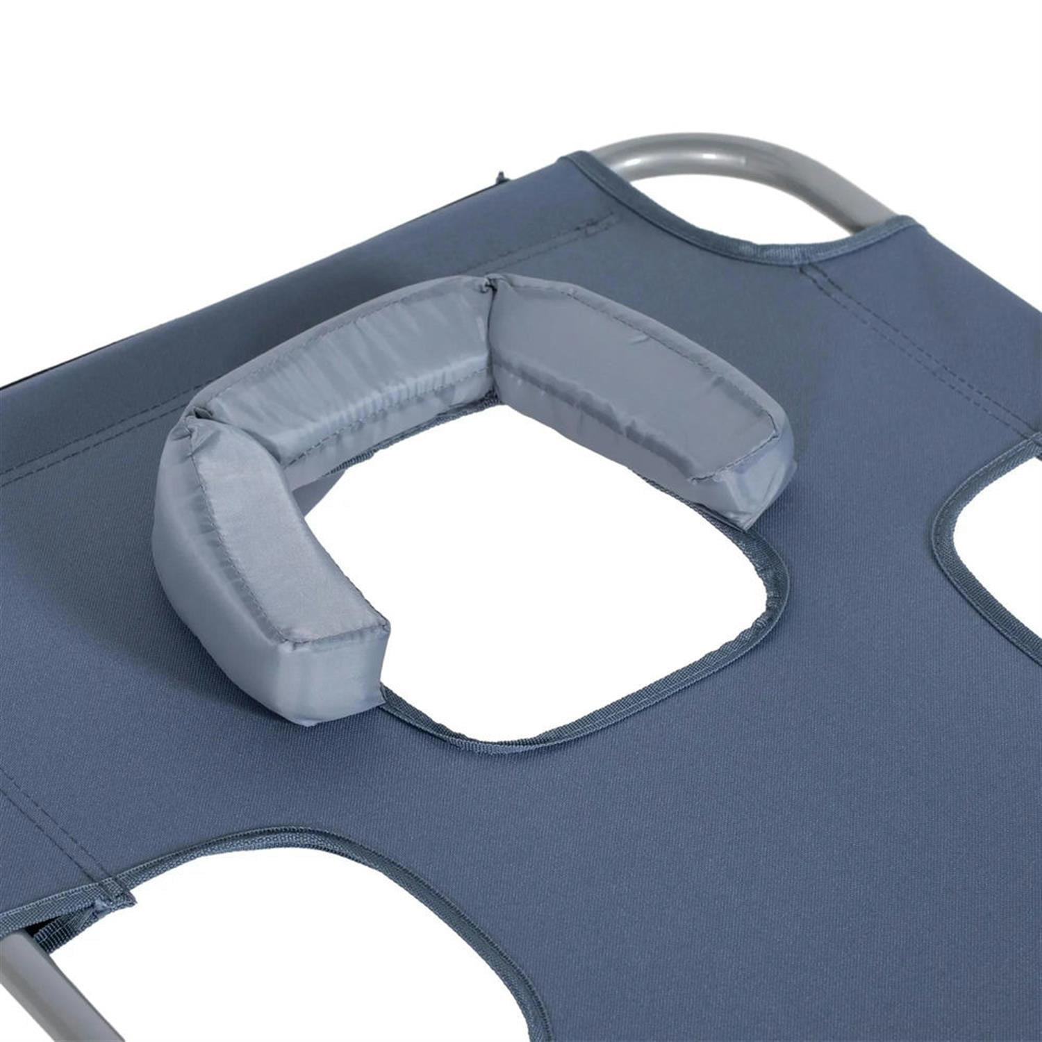 Demi Bonn Outdoor Folding Beach Lounger with Pillow, 5-Position Sun Tanning Chair, Face Hole for Beach, Yard, Patio, Gray