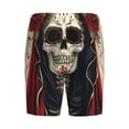 thumbnail image 2 of Lsque Gothic Skull With Roses Mens Sleep Pajama Shorts,Short Pajama Pants, Cotton Ultra-Soft Knit-Medium, 2 of 9