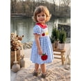 thumbnail image 6 of Kids Girls Back to School Dress Apple Pencil School Bus Embroidery Doll Collar Short Sleeve Dress Toddler Summer Casual Dress, 6 of 9