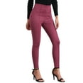 thumbnail image 4 of FAB CURVES Women's Faux Suede Leggings High Waisted Stretch Slim Pants S Dark Red, 4 of 6