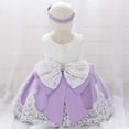 thumbnail image 3 of Pejock 0-24 Months Kids Pageant Flower Girl Dress Little Girls Party Wedding Formal Dresses Toddler Girls Net Yarn Embroidery Rhinestone Bowknot Birthday Party Gown Long Dresses Headband Suit, 3 of 5