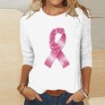 thumbnail image 2 of DDAPJ pyju Pink Ribbon Shirts for Women Breast Cancer Awareness T-Shirt Inspirational Breast Cancer 3/4 Sleeve Blouse Tops Ofertas del día White S, 2 of 5