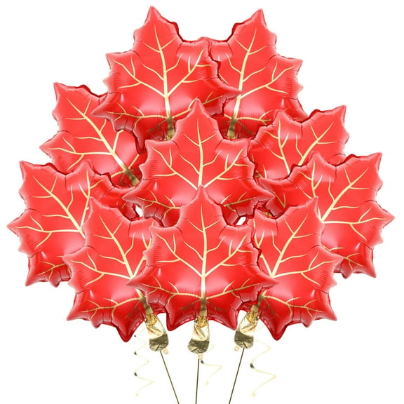 HINTRMENT Thanksgiving Party Balloons Aluminum Foil Maple Leaf Style 10Pcs 23.6X19.7X0.4In