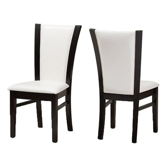Bowery Hill 18.5" Modern Faux Leather Dining Side Chair in White (Set of 2)