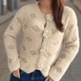thumbnail image 5 of Ashirexll Womens Cardigan Sweaters, Sweaters for Women Trendy, Womens Soft V-Neck Long Sleeve Pullover Top Winter Warm Flower Button Sweater, 5 of 5