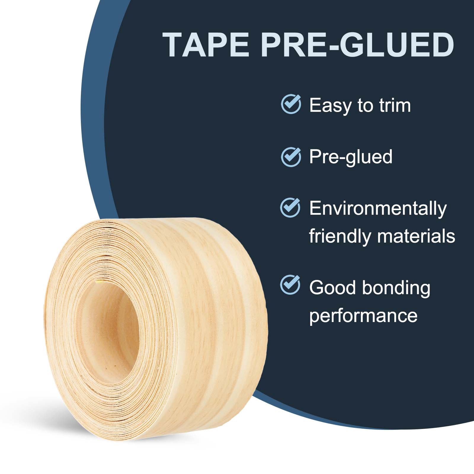 Uxcell Edge Banding, Wood Veneer Tape Pre-glued Flexible Plywood Edge Banding with Hot Melt Adhesive for Furniture Pine 2 Inch x 25 ft