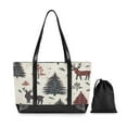 thumbnail image 7 of FORMRS Canvas Laptop Tote Bag for Women with 15.6" Computer Compartments Shoulder Handbag, Beige Christmas Forest, 7 of 7