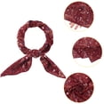 thumbnail image 4 of Bufandas de gasa para mujer - 27.6 X27.6 - Pañuelo cuadrado con estampado floral Pañuelo para el cuello Pañuelo para el cuello Vino rojo 70x70cm/27.6x27.6 inches(LxW), 4 of 5