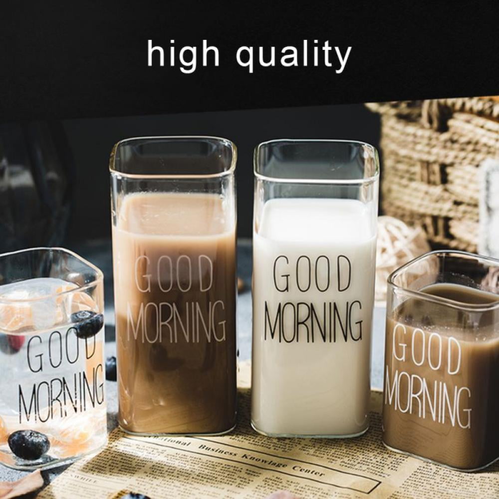 350 ML Good Morning Clear Glass Cup For Coffee/Beer/Milk/Tea/Water