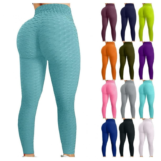 TopLLC Yoga Pants for Women Solid Bubble Hip Lift TIK Tok Leggings High  Waist crz Yoga Pants Women Scrunch Butt Leggings On Clearance 