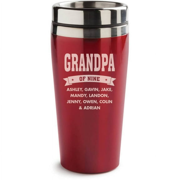 Personalized Red Coffee Travel Mug for Dad or Grandpa, 16 oz