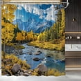 thumbnail image 2 of Mountain Shower Curtain Nature Mountain Forest Landscape Pine Tree Stream Country Park Scenery Polyester Fabric Bathroom Decor Set with Hooks-72"W x 74"L (Pack of 1), 2 of 6