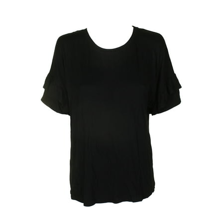 JamieLayla - Jamie Layla Black Short Ruffle-Sleeve T-Shirt M - Walmart.com