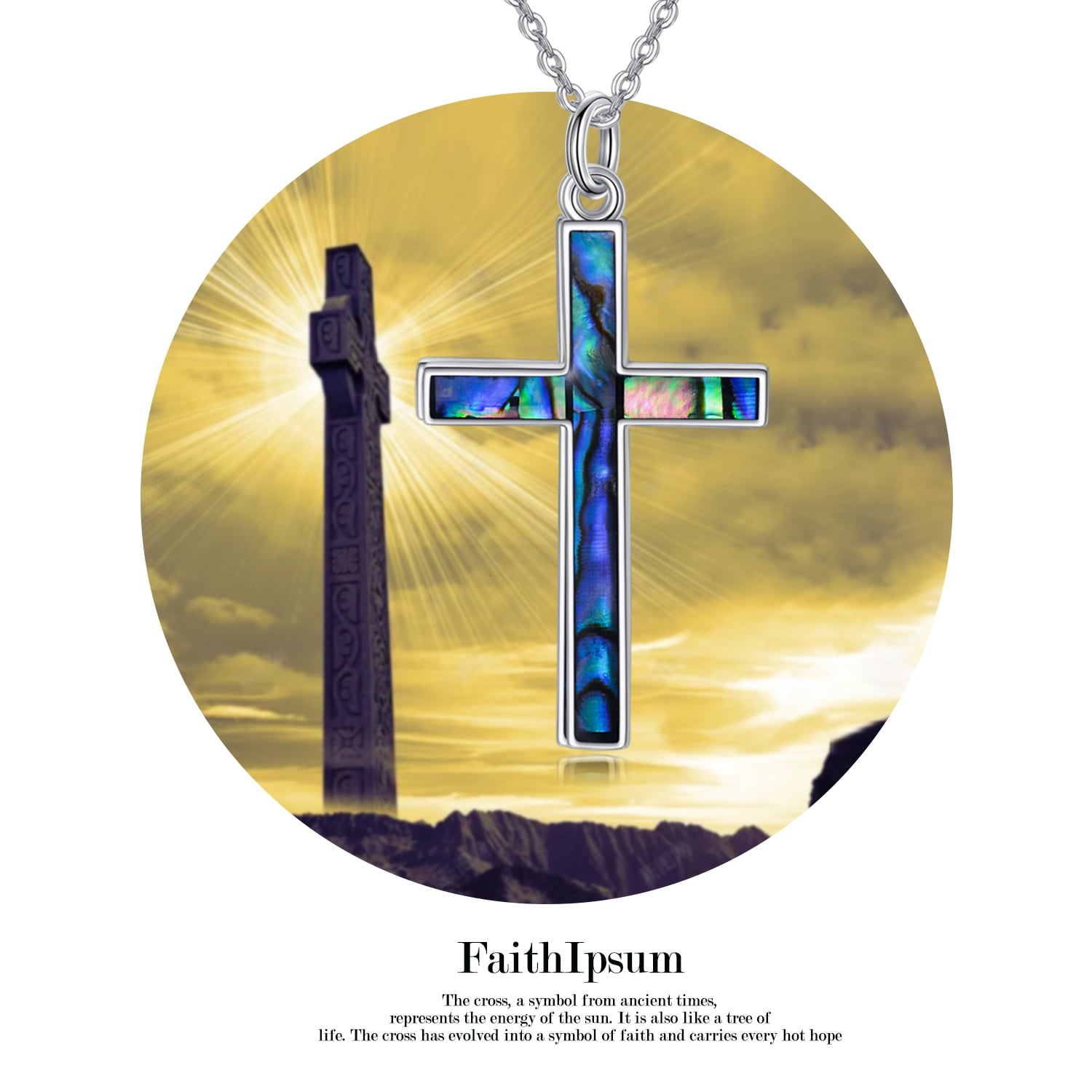 Coachuhhar Cross Necklace 925 Sterling Silver Cross Pendant Necklace with Abalone Shell Cross Jewelry Gifts for Women Men