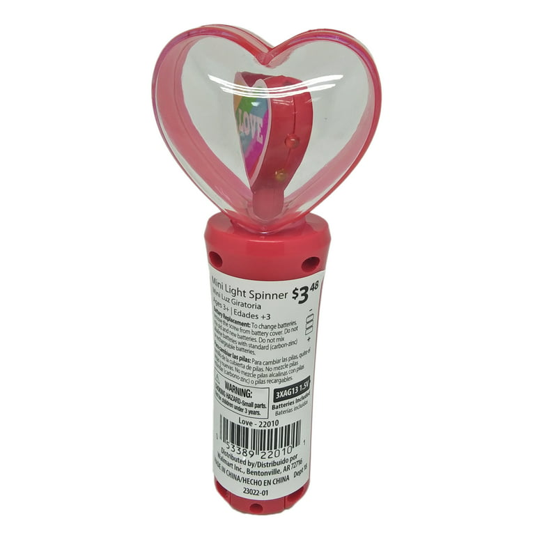 WAY TO CELEBRATE! Valentine's Day Handheld Light Up Multicolored LEDs  Spinner in Heart Shaped Toy with Red Handle 