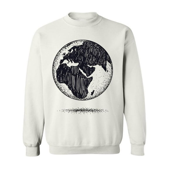 Monochrome Sketch Of The Earth Sweatshirt Men -Image by Shutterstock, Male XX-Large