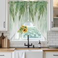 thumbnail image 4 of Green Palm Leaves Kitchen Window Curtains, Swag Curtains Valance for Bedroom Living Room Bathroom, Summer Botanical Tropical Rod Pocket Window Treatment Curtain Block Drapes 2 Panels 36"x45", 4 of 8