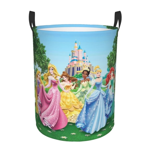 Princes Laundry Hamper Laundrys Basket Large Waterproof Foldable With Handles Circular Storage Clothes Bag For Bathroom/Bedroom/Dorm