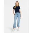 thumbnail image 3 of Time and Tru Women's High Rise Straight Leg Cuffed Jeans, 26.5" Inseam, Sizes 0-20, 3 of 6