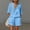 #0222-Blue, variant on Women's Short Sleeve Linen Shorts Set, Casual Round Neck Blouse with High Waist Pocket Shorts, Soft Breathable Summer Two Piece Outfit for Spring, Cute Cozy Matching Set Gift