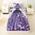 thumbnail image 3 of Castle Fairy Elegant Floral Tulle Gown Twin Sheets 3pcs,Glamorous Perfume Handbag Bedding,Purple Black White,1 Fitted Sheet, 1 Flat Sheet and 1 Pillowcase, 3 of 6