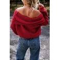 thumbnail image 2 of Women's Racing Red Off-the-Shoulder Knit Sweater - Flirty and Stylish | [ZhiHiMeRi] | (US 16-18)XL, 2 of 12