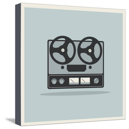 Retro Open Reel Tape Deck Stereo Recorder Player Vector Stretched Canvas Print Wall Art By