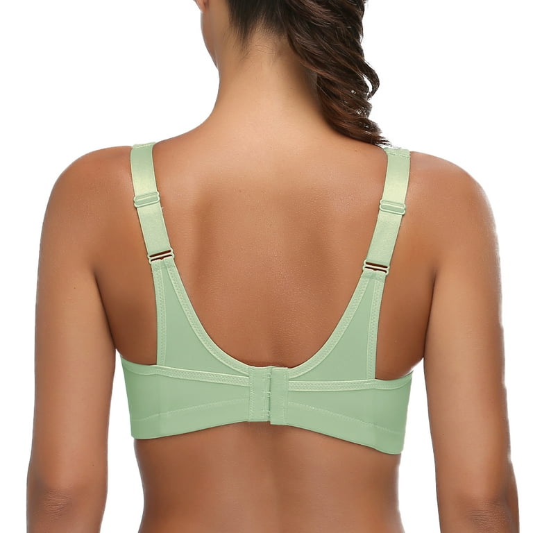 Wingslove Women's High Support Sports Bra Plus Size High Impact Wireless  Full Coverage Non Padded Bounce Control, Green 34DD 