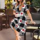 thumbnail image 3 of Balery Heart Black Buffalo Plaid Gingham Vestidos sueltos de manga corta para mujer, vestidos de verano 2025, vestidos casuales de corte A con vuelo., 3 of 6